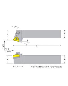 Dorian 51012 MTRNR24-6E RH Toolholder for TNM_663 inserts