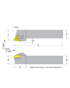 Dorian 51022 MTWNR12-3B RH Toolholder for TNM_322 332 inserts