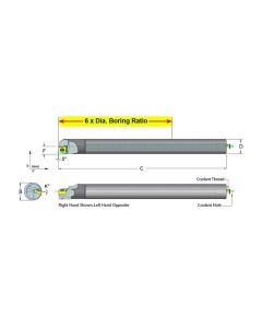 Dorian Tool E25M-R-SCLCR-09 Carbide Shank Indexable Boring Bar, 59981