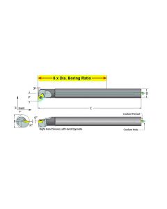 Dorian Tool E08R-SDUCR-2 Carbide Shank Indexable Boring Bar, 59719