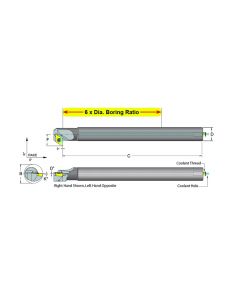 Dorian Tool E16R-SDXCL-3 Carbide Shank Indexable Boring Bar, 60012