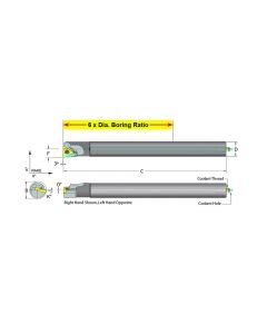 Dorian Tool E04H-STUCL-1.2 Carbide Shank Indexable Boring Bar, 59752