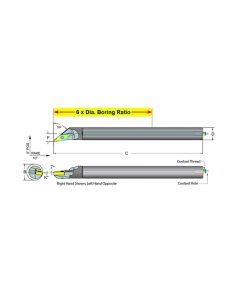 Dorian Tool E10S-SVMCL-2 Carbide Shank Indexable Boring Bar, 59816