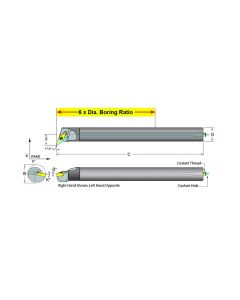 Dorian Tool E10S-SVQCL-2 Carbide Shank Indexable Boring Bar, 59824