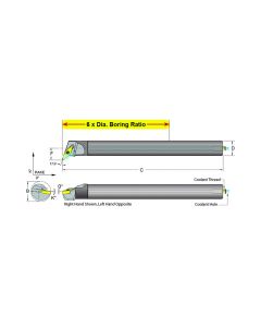 Dorian Tool E10M-SVQPR-2 Carbide Shank Indexable Boring Bar, 59843