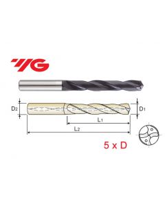 YG-1 2061CTF F Carbide Dream Drill, Coolant Thru, 5xD Series